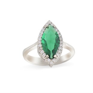 925 Ayar Gümüş Zümrüt Markiz Takı Seti