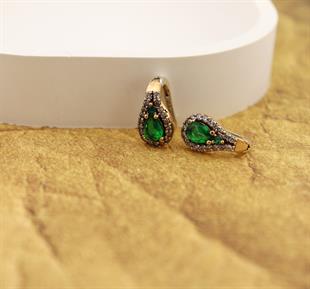 925 Ayar Gümüş Zümrüt Otantik Küpe