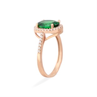 925 Ayar Gümüş Zümrüt Oval Takı Seti