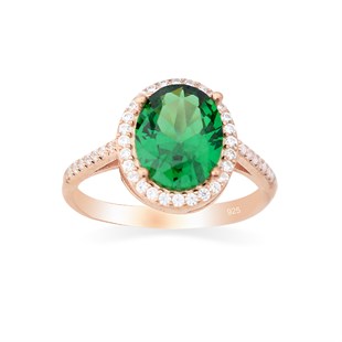 925 Ayar Gümüş Zümrüt Oval Takı Seti