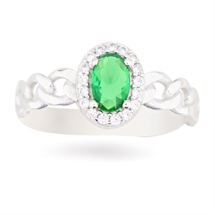 925 Ayar Gümüş Zümrüt Oval Takı Seti