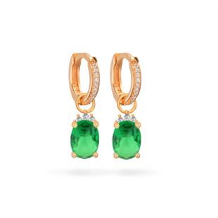 925 Ayar Gümüş Zümrüt Oval Taşlı Trend Küpe