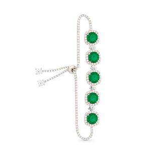 925 Ayar Gümüş Zümrüt Pırlanta Modeli Asansör Bileklik