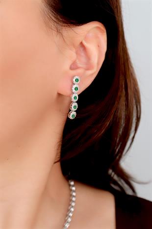 925 Ayar Gümüş Zümrüt Su Yolu Takı Seti