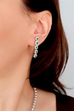 925 Ayar Gümüş Zümrüt Su Yolu Takı Seti