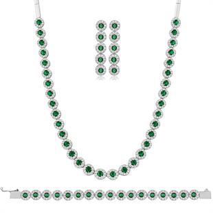 925 Ayar Gümüş Zümrüt Su Yolu Takı Seti