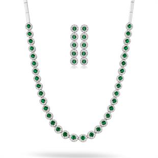925 Ayar Gümüş Zümrüt Su Yolu Takı Seti