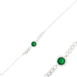 925 Ayar Gümüş Zümrüt Takı Seti Zincir Detay