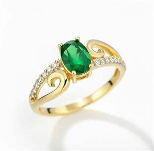 925 Ayar Gümüş Zümrüt Taşlı Gümüş Yüzük