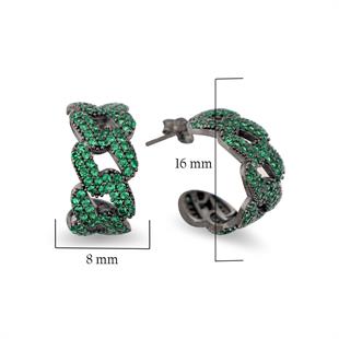 925 Ayar Gümüş Zümrüt Taşlı Gurmet Zincir Halka Küpe