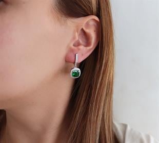 925 Ayar Gümüş Zümrüt Taşlı Küpe