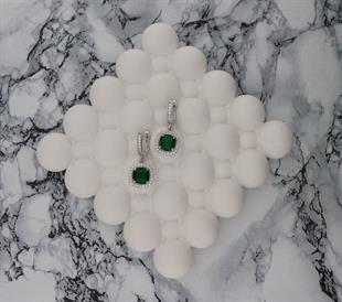 925 Ayar Gümüş Zümrüt Taşlı Küpe