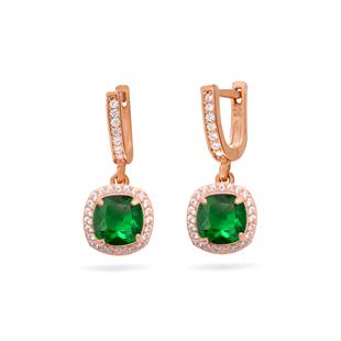 925 Ayar Gümüş Zümrüt Taşlı Küpe