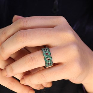 925 Ayar Gümüş Zümrüt Yeşili Gurmet Yüzük