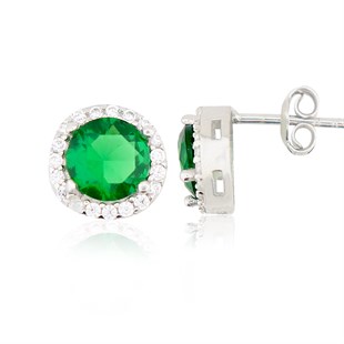 925 Ayar Gümüş Zümrüt Yuvarlak Takı Seti