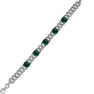 925 Ayar Gümüş Zümrüt Yuvarlak Taşlı Gurmet Bileklik