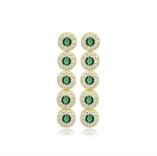 925 Ayar Gümüş Zümrüt Yuvarlak Taşlı Su Yolu Küpe