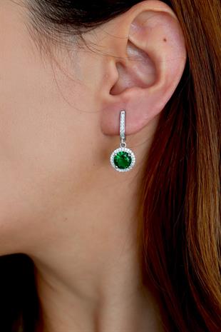 925 Ayar Gümüş Zümrüt Yuvarlak Taşlı Takı Seti