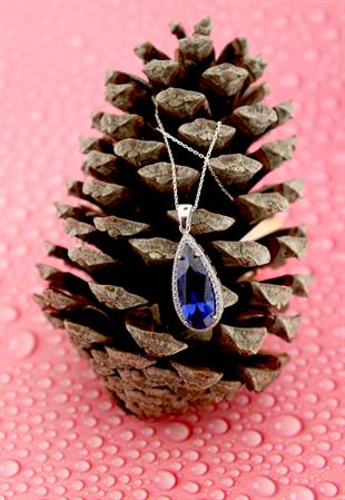 925 Ayar GümüşTanzanit  Damla Taş Kolye