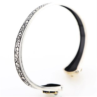 Lotus Çiçeği Figürlü Erkek Bileklik 925 Ayar Gümüş Takı