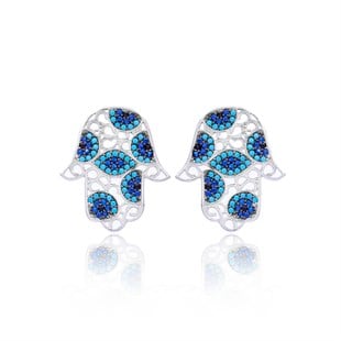 925 Ayar Gümüş Fatma Ana Eli Tasarım küpe