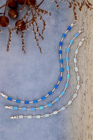 Saf Işıltı Beyaz Opal Baget – 925 Ayar Gümüş Bileklik