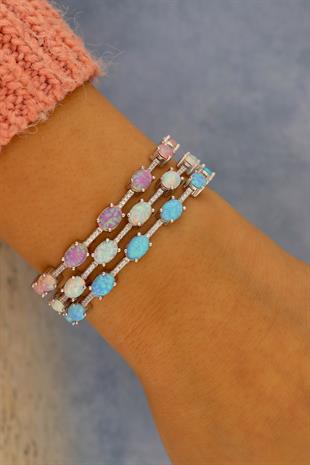 Saf Işıltı Mavi Opal – 925 Ayar Gümüş Bileklik