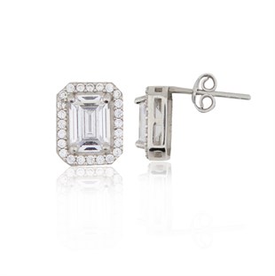 Zirkon Taşlı 925 Ayar Baget küpe