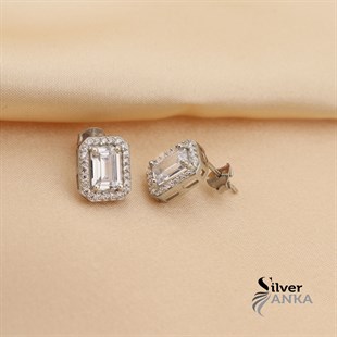 Zirkon Taşlı 925 Ayar Baget küpe