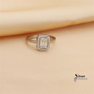 Zirkon Taşlı 925 Ayar Baget Yüzük