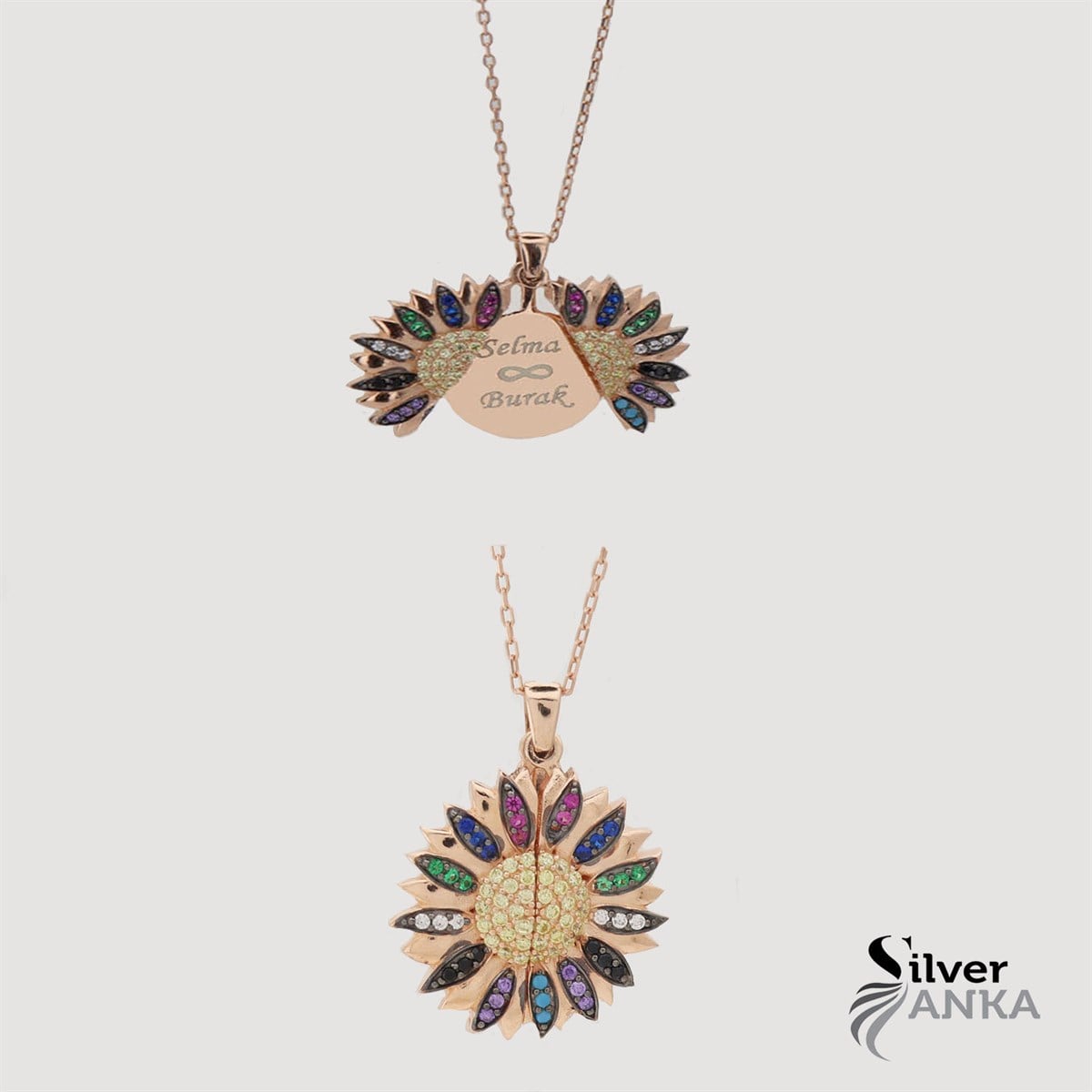 925 Ayar Açılan Kanatlı Kalp Kolye 