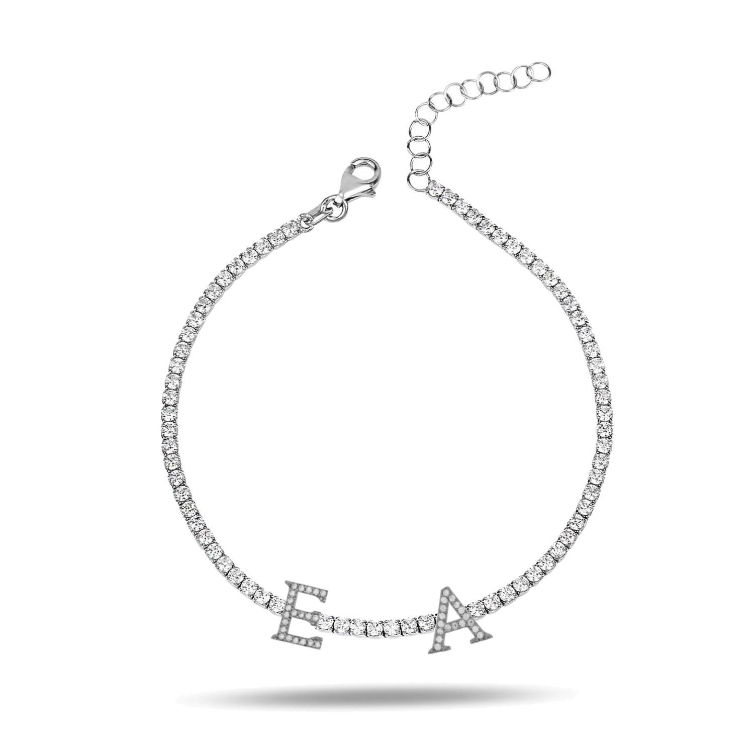 925 Ayar Gümüş 2 Harfli 2 mm Su Yolu Bileklik