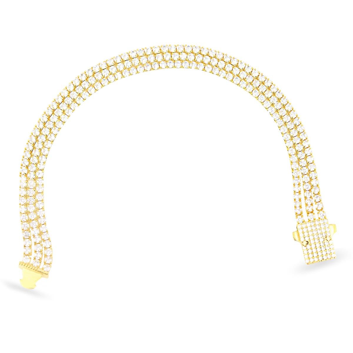 925 Ayar Gümüş 3 Sıra Işık Seli Su Yolu Bileklik