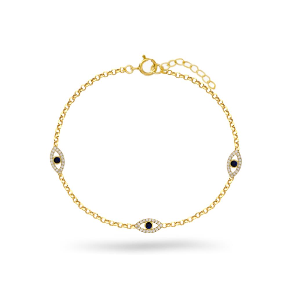 925 Ayar Gümüş 3'lü Göz Detaylı Bileklik