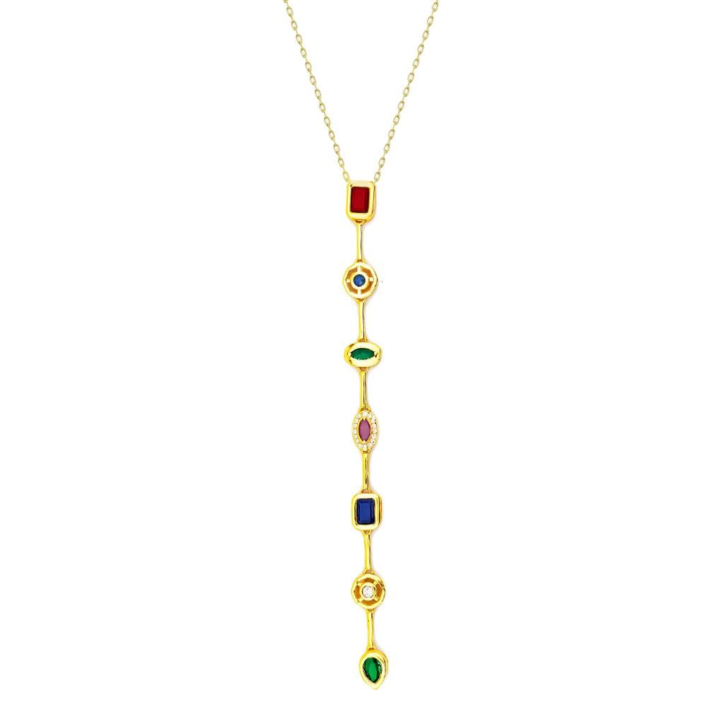 925 Ayar Gümüş 7 Element Aurora Y Model Kolye