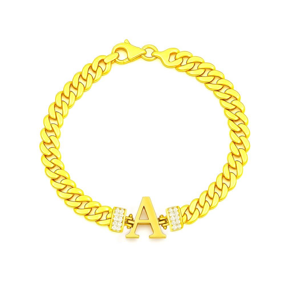 925 Ayar Gümüş A Harfi Bileklik