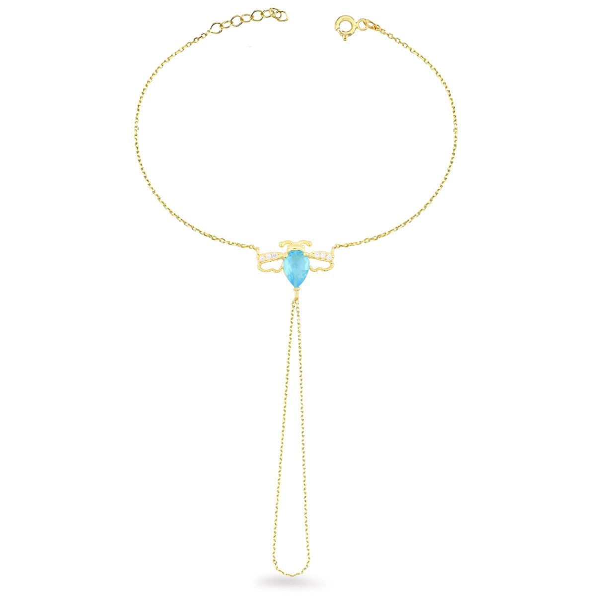 925 Ayar Gümüş Akuamarin Arı Tasarım Şahmeran Bileklik