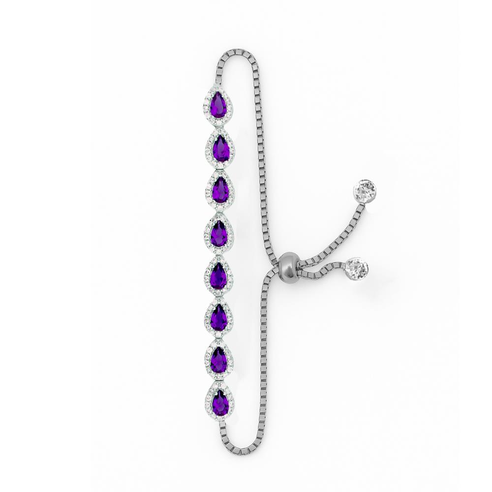 925 Ayar Gümüş Ametist Damla Taş Bileklik