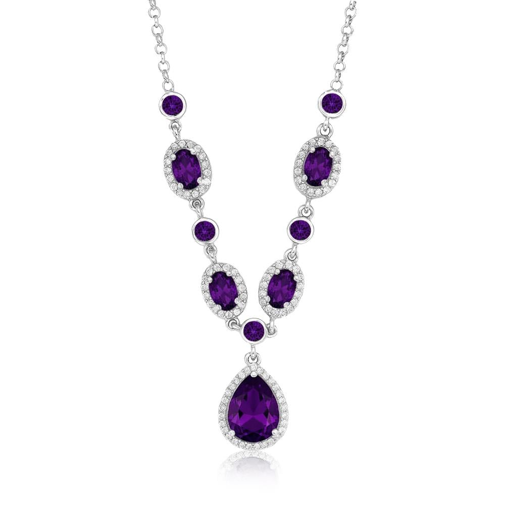 925 Ayar Gümüş Ametist Kristal Elegance Kolye