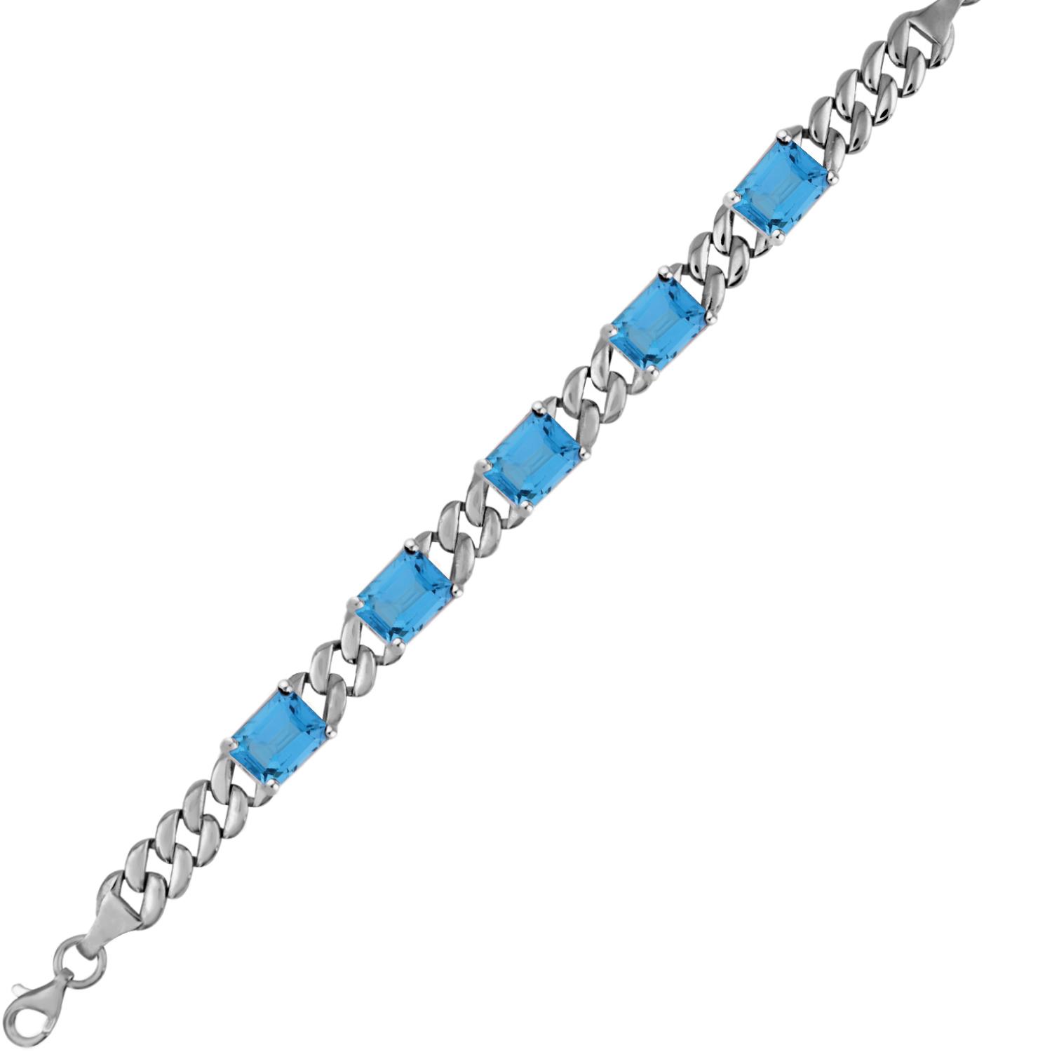 925 Ayar Gümüş Aqua Baget Taşlı Gurmet Bileklik