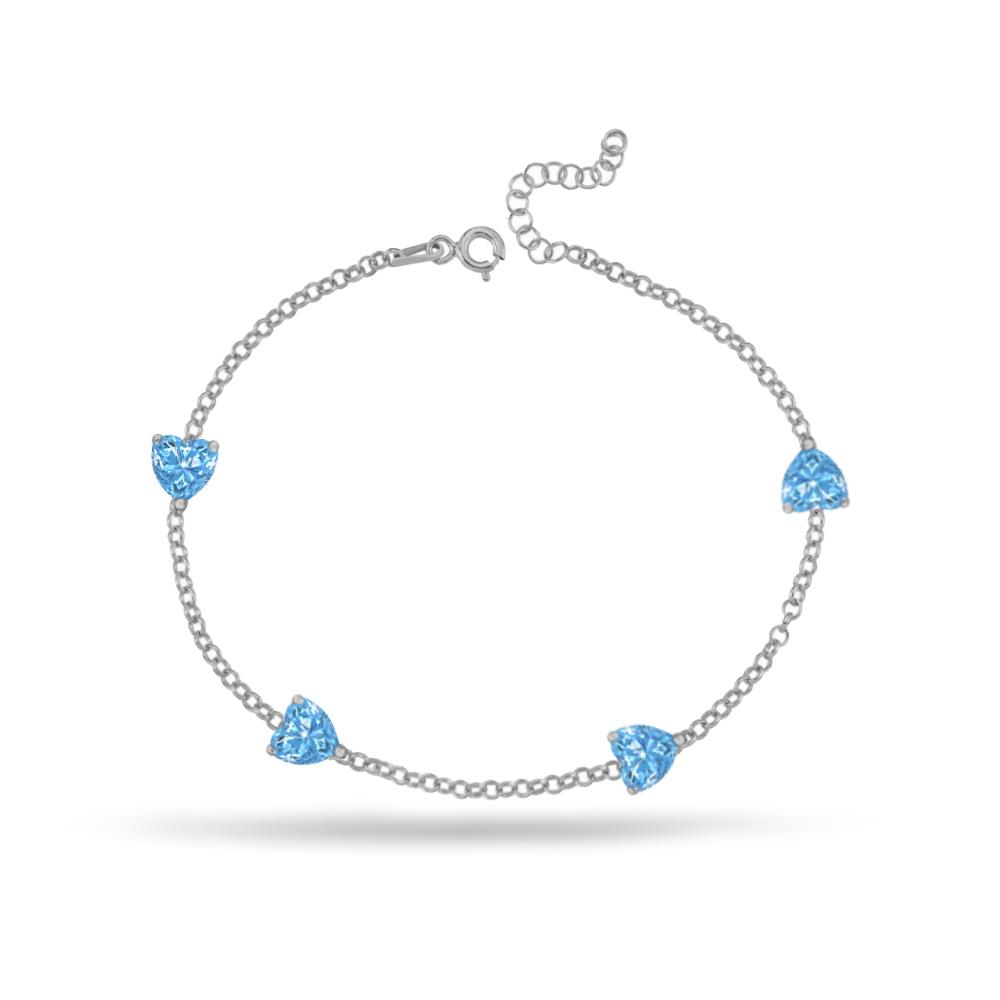 925 Ayar Gümüş Aqua Taşlı Zarif Kalp Bileklik