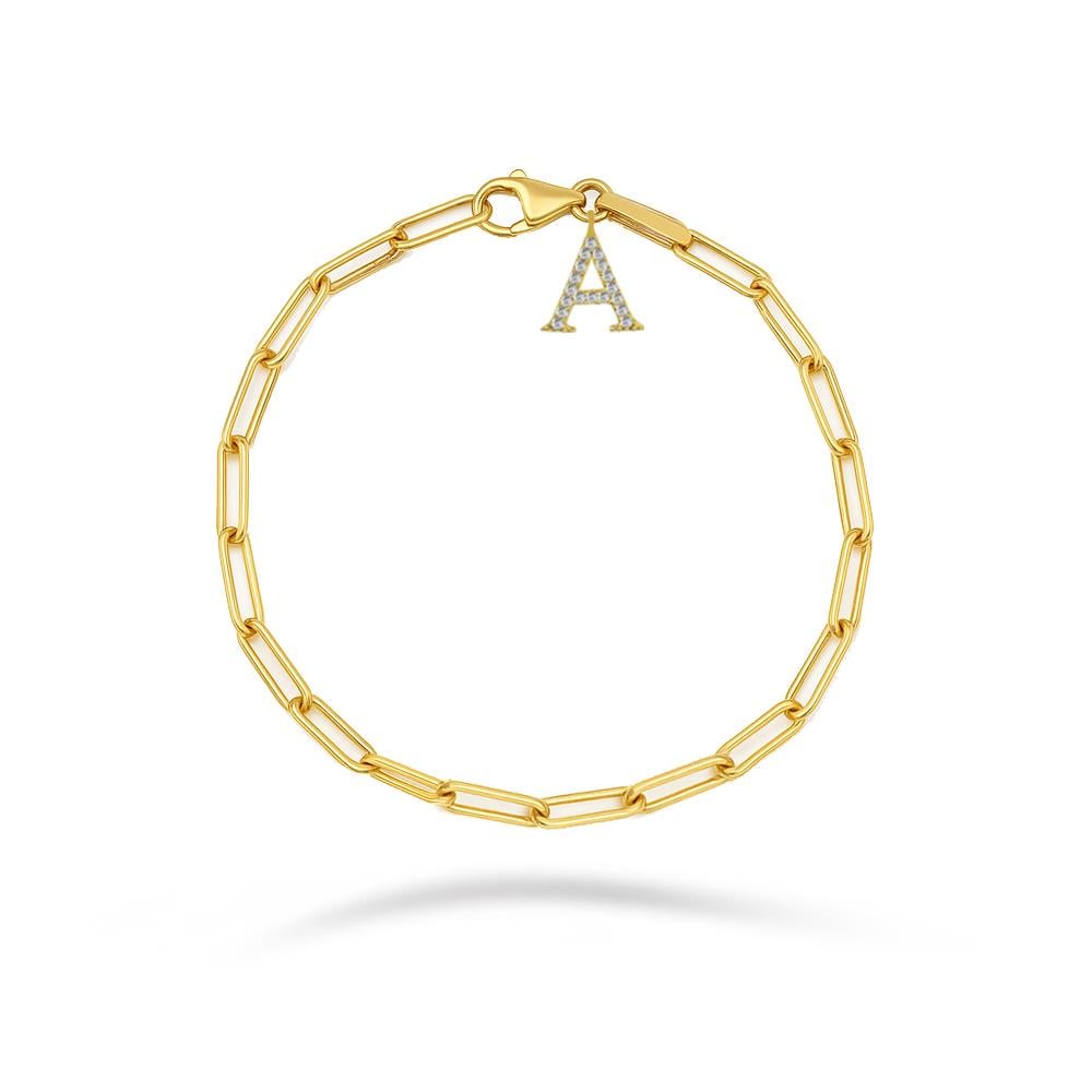 925 Ayar Gümüş Ataç Zincirli Harf  Bileklik