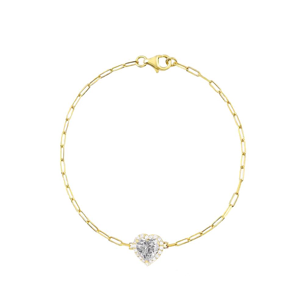 925 Ayar Gümüş Ataç Zincirli Kalp Bileklik