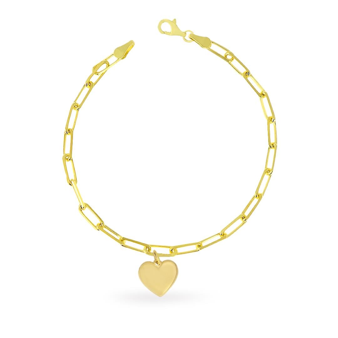 925 Ayar Gümüş Ataç Zincirli Kalp Bileklik