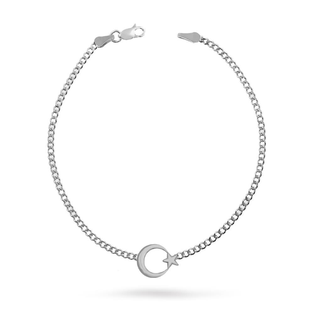 925 Ayar Gümüş Ay Yıldız Gurmet Zincir Bileklik
