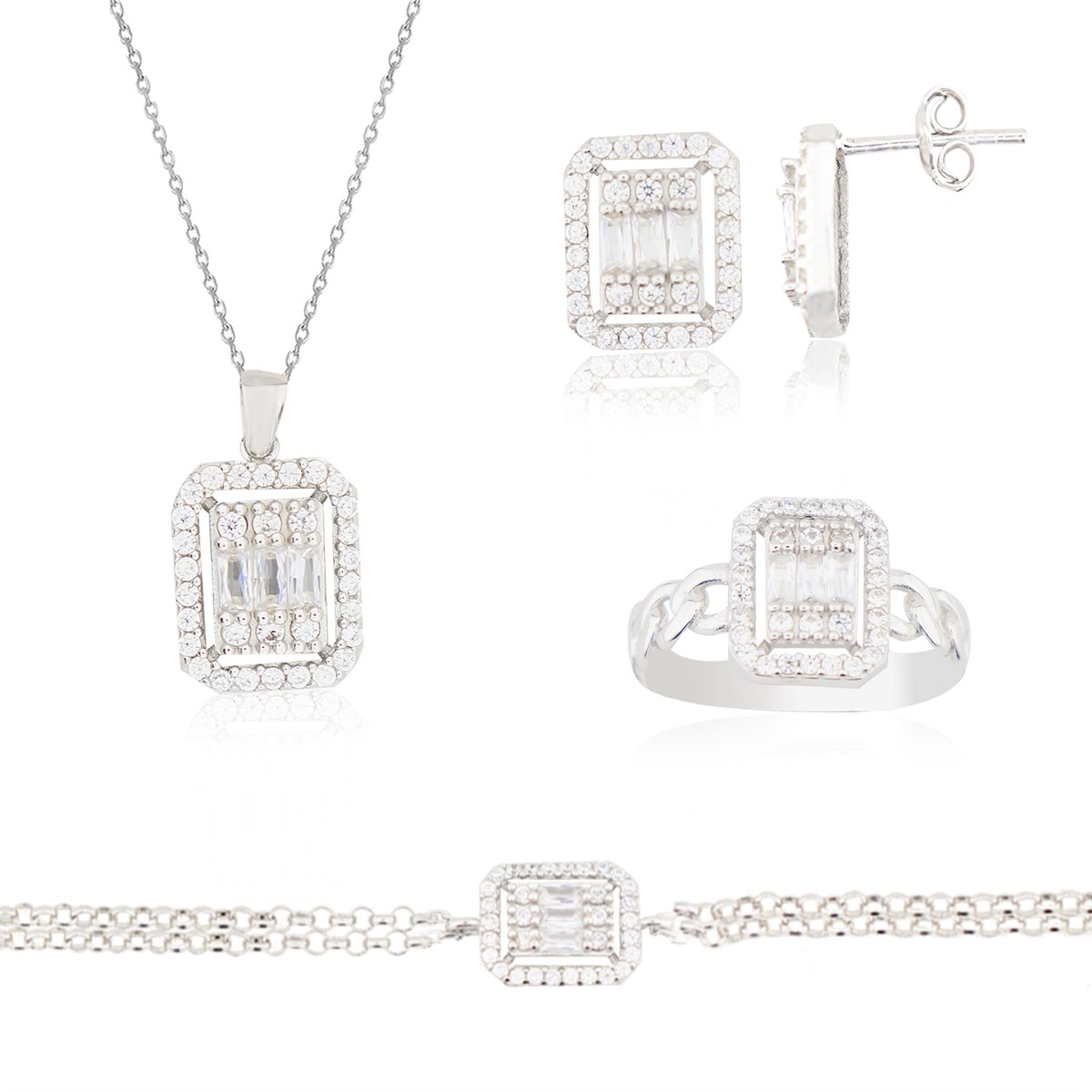 925 Ayar Gümüş Baget Takı Seti