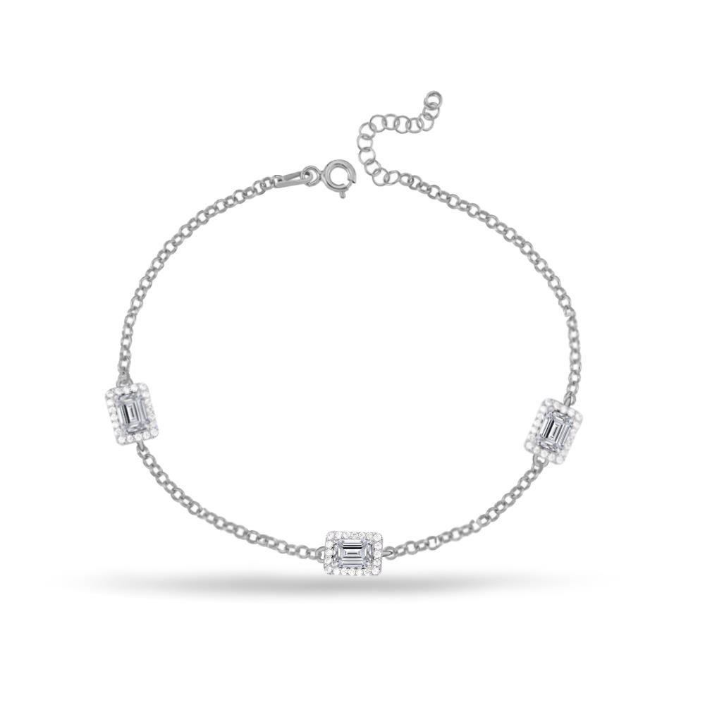 925 Ayar Gümüş Baget Taşlı Bileklik