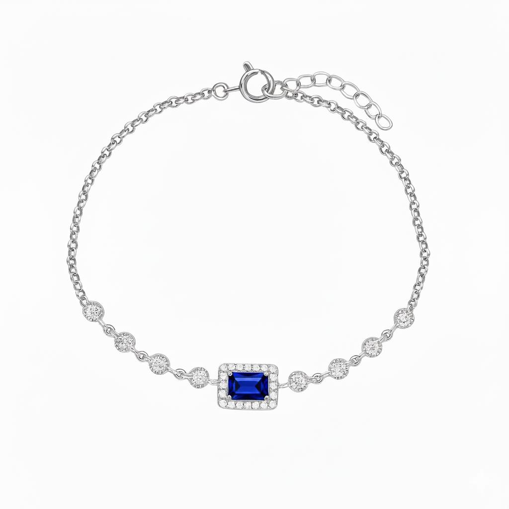 925 Ayar Gümüş Baget Taşlı Bileklik