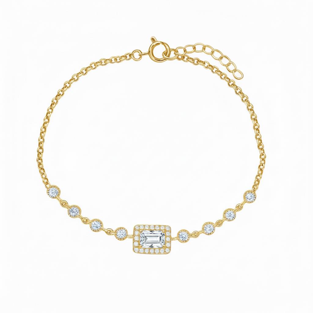 925 Ayar Gümüş Baget Taşlı Bileklik