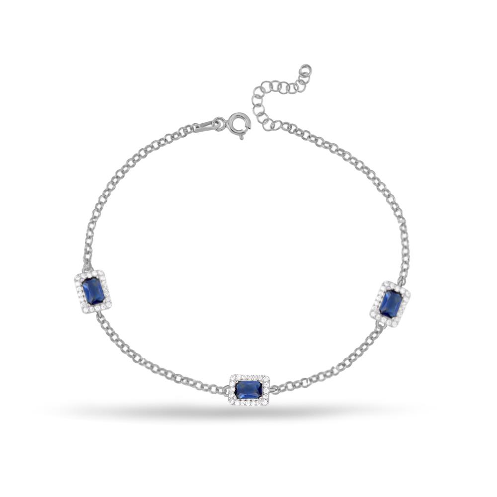 925 Ayar Gümüş Baget Taşlı Bileklik